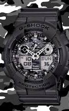 Casio G-Shock Military Grey Camo Camouflage Print Dial Black Watch GA100CF-8ADR - Diligence1International