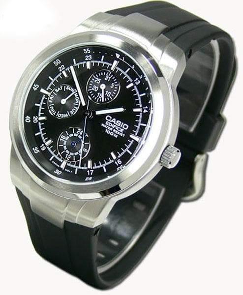 Casio Edifice Analog Black Dial Men's Rubber Strap Watch EF-305-1AV - Diligence1International