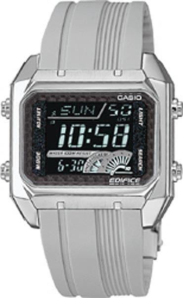 Casio Edifice Digital Series Rectangle Black Dial Men's Grey Rubber Strap Watch EFD-1000-7V - Diligence1International