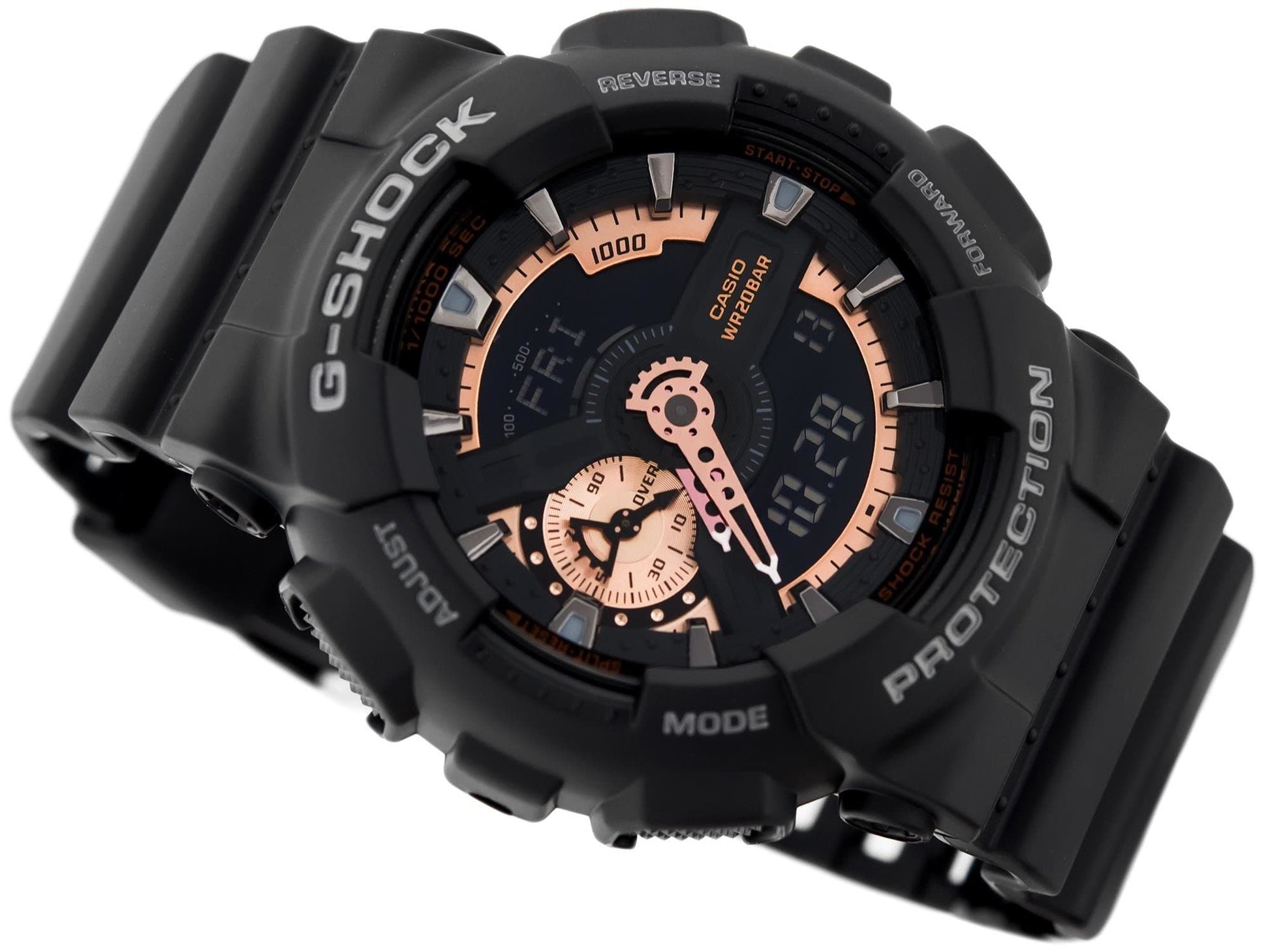 Casio G-Shock Black Stealth Series Analog-Digital Black x Rose Gold x Gray Accents Watch GA110RG-1ADR - Diligence1International