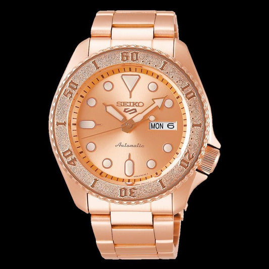 NEW Seiko 5 Sports 100M Automatic Men's Watch All Rose Gold Plated SRPE72K1 - Diligence1International
