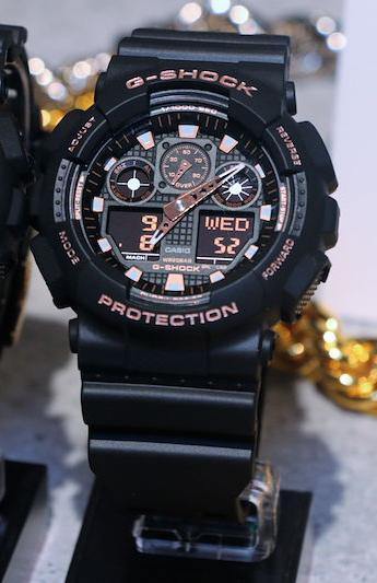 Casio G-Shock Analog-Digital Black x Rose Gold Accents Watch GA100GBX-1A4DR - Diligence1International