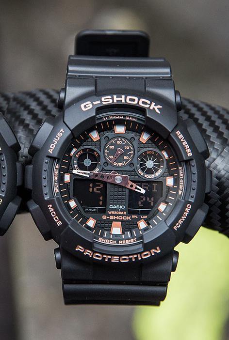 Casio G-Shock Analog-Digital Black x Rose Gold Accents Watch GA100GBX-1A4DR - Diligence1International