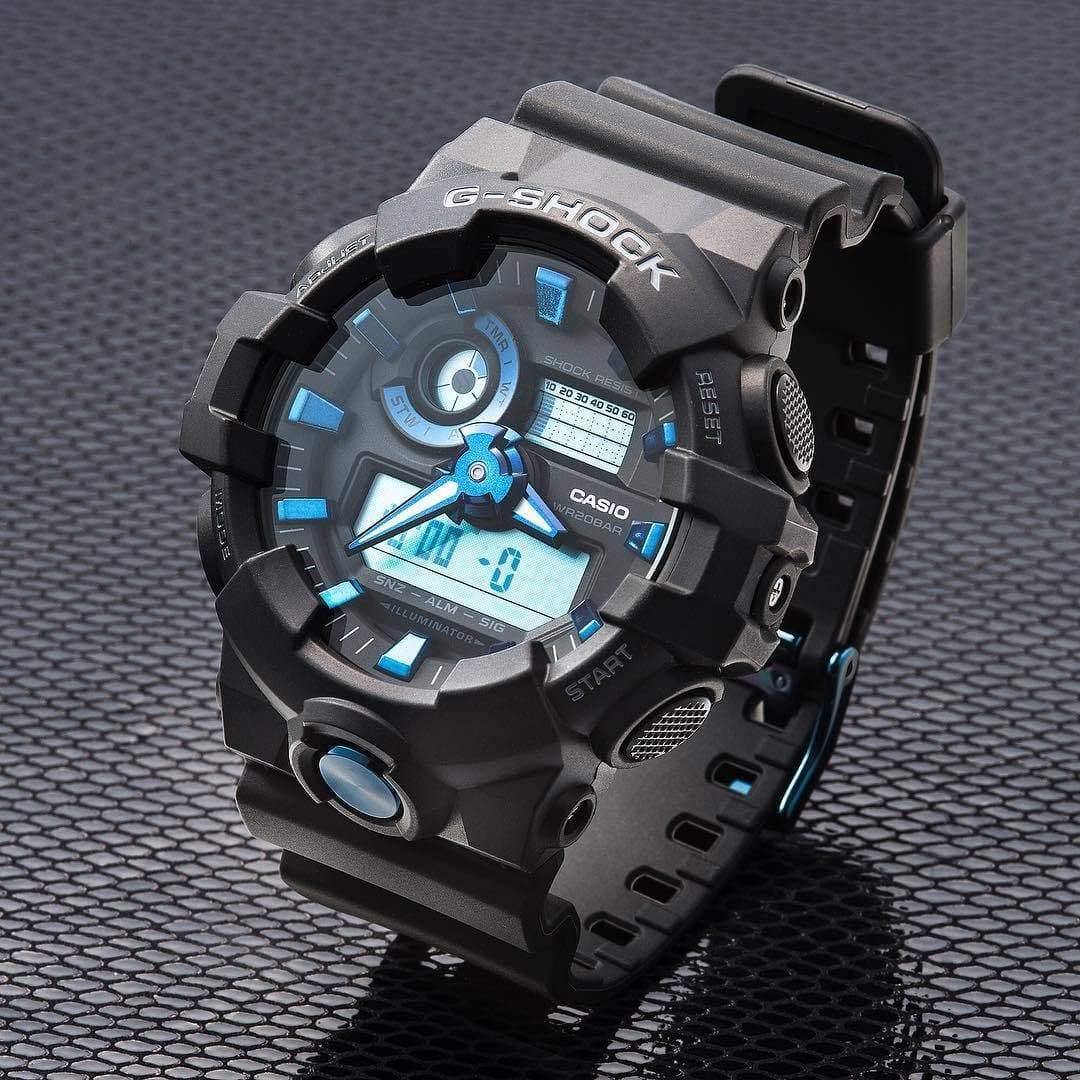 Casio G-Shock Analog-Digital Black x Metallic Blue Accents Watch GA710B-1A2DR - Diligence1International