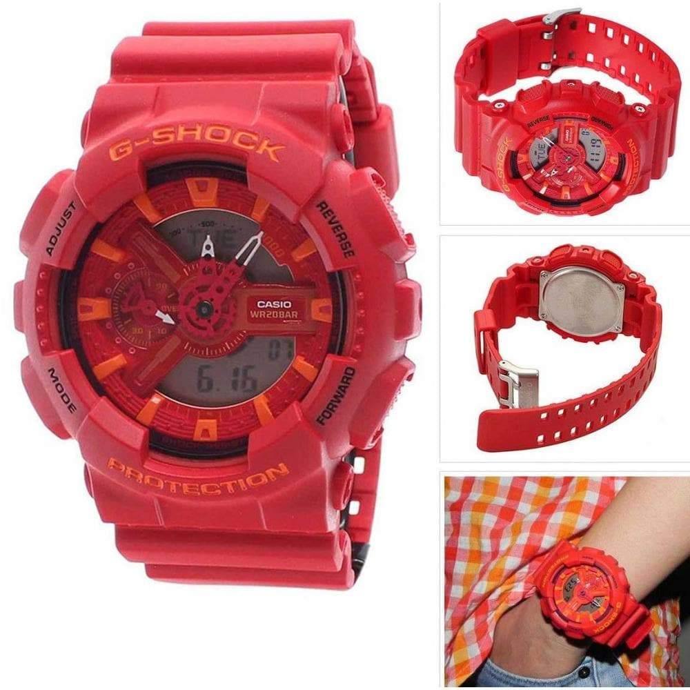 Casio G-Shock GA110 X-Large Special Color Lava Red x Orange Accents Lobster Watch GA110AC-4ADR - Diligence1International
