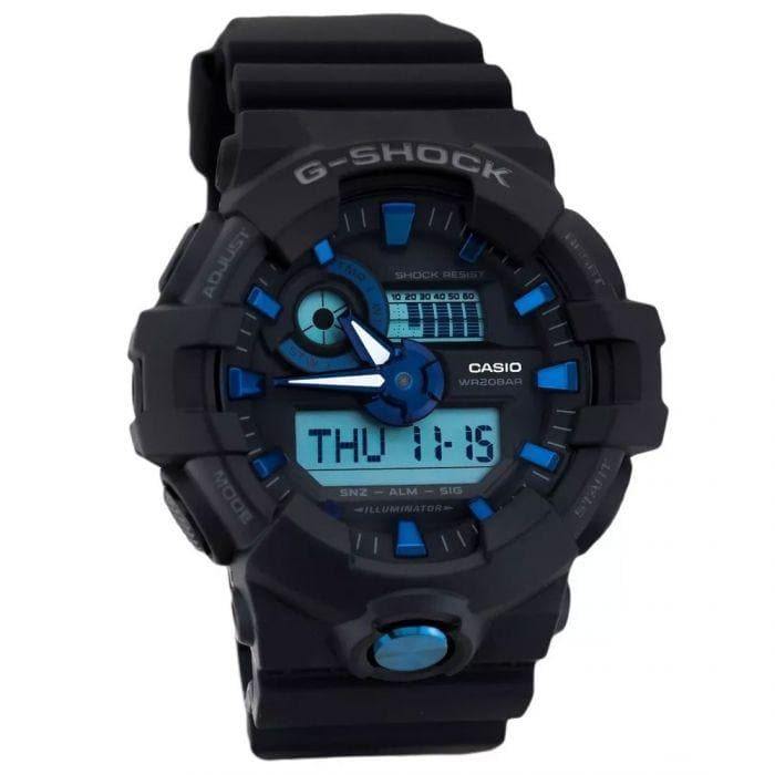 Casio G-Shock Analog-Digital Black x Metallic Blue Accents Watch GA710B-1A2DR - Diligence1International