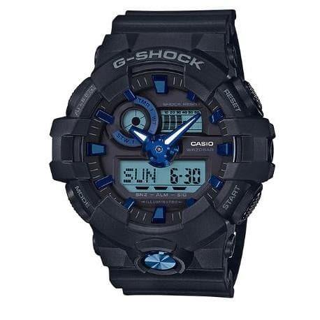 Casio G-Shock Analog-Digital Black x Metallic Blue Accents Watch GA710B-1A2DR - Diligence1International