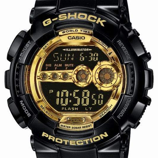 Casio G-Shock Big Case Digital Black x Gold Dial Watch GD100GB-1DR
