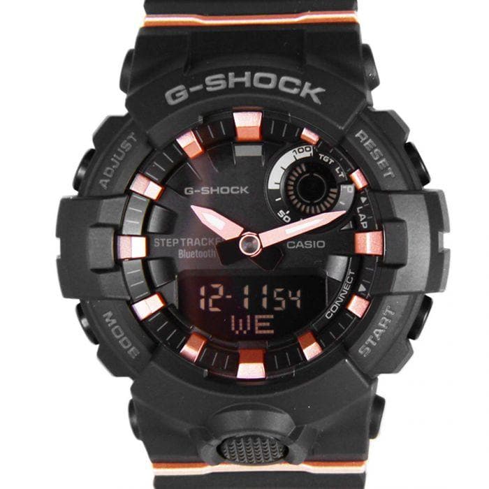 Casio G-Shock G’Squad Mobile Link Bluetooth Anadigi Black x Rose Gold Accent Watch GMAB800-1ADR - Diligence1International