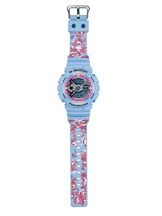 Casio G-Shock S Series Analog-Digital Baby Blue Floral Pattern Strap Ladies' Watch GMAS110F-2ADR - Diligence1International