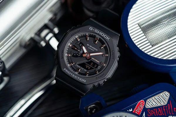 Casio G-Shock Carbon Core Guard Black x Rose Gold Accents AP CasiOak Ladies' Watch GMAS2100-1ADR