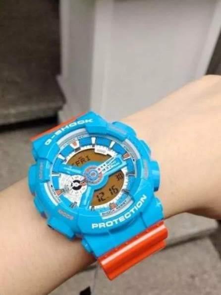 Casio G-Shock GA110 Series Anadigi Hyper Color Sky Blue x Orange