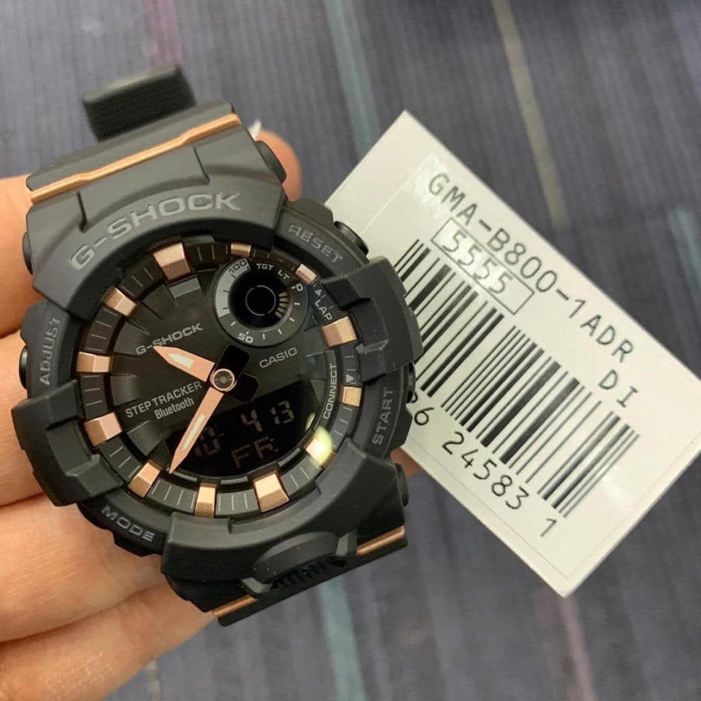 Casio G-Shock G’Squad Mobile Link Bluetooth Anadigi Black x Rose Gold Accent Watch GMAB800-1ADR - Diligence1International