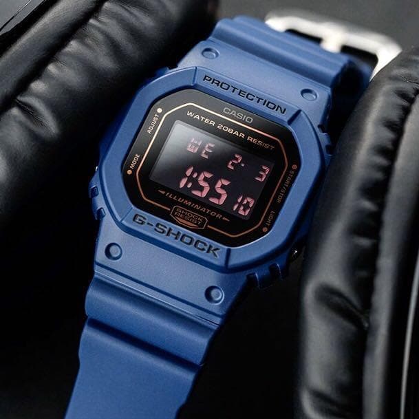 Casio G-Shock Standard Digital Blue Marvel Matte Blue x Black LCD Watch DW5600BBM-2DR - Diligence1International