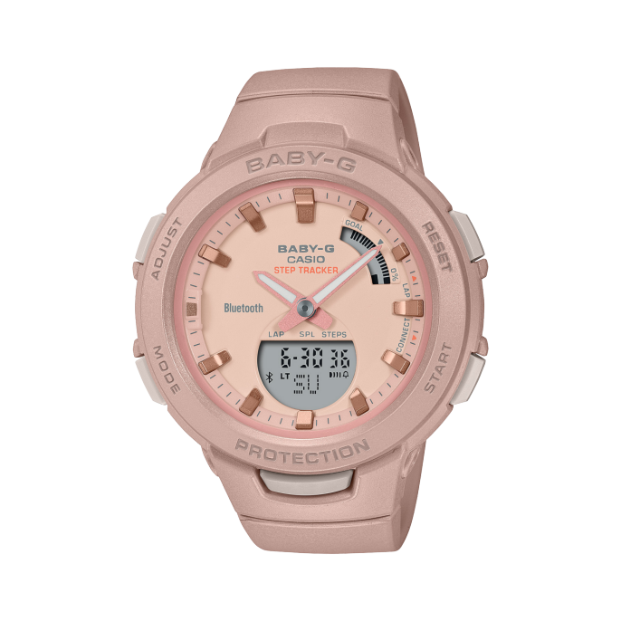 Casio Baby-G G’Squad Mobile Link Bluetooth Analog-Digital Peach Watch BSAB100CS-4ADR