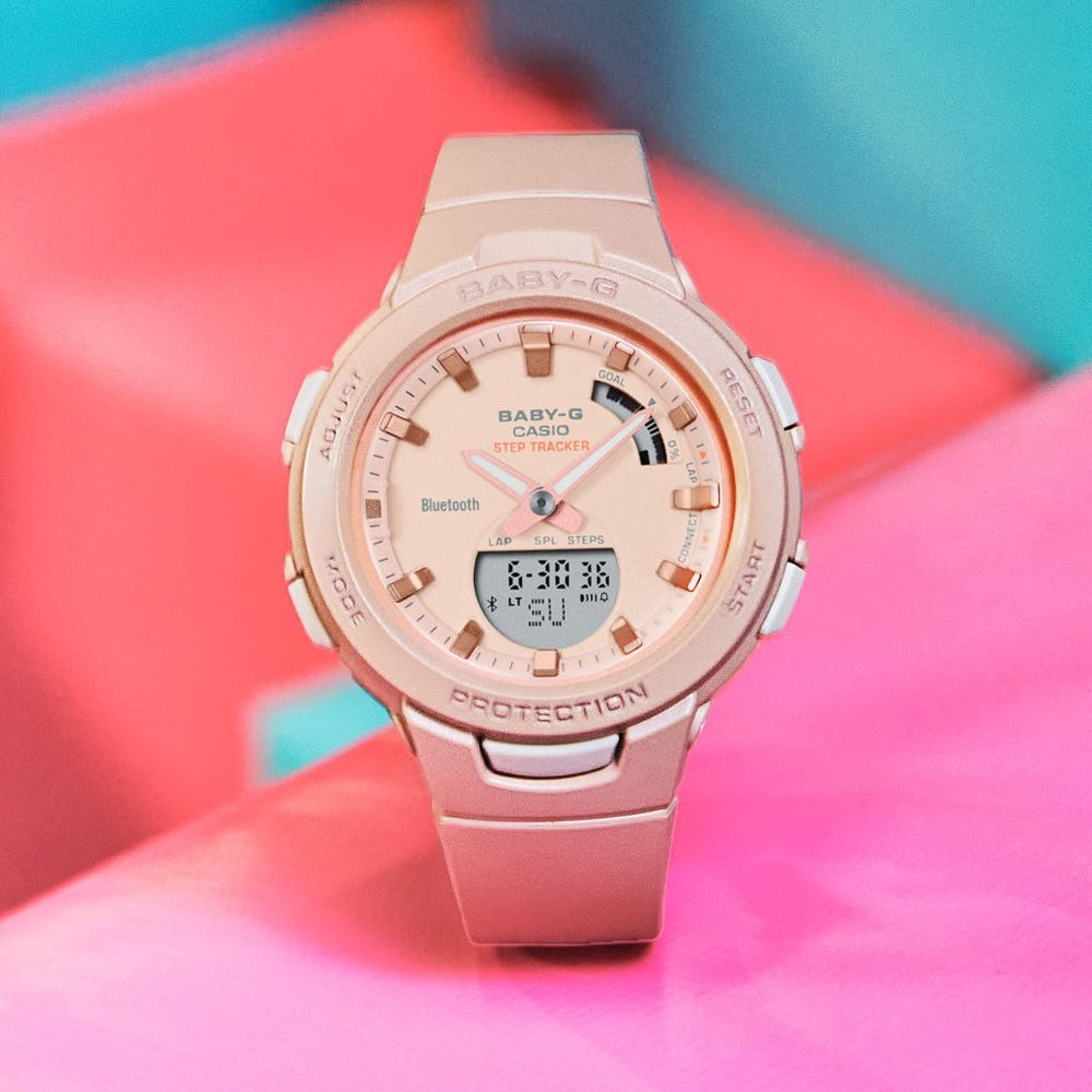 Casio Baby-G G’Squad Mobile Link Bluetooth Analog-Digital Peach Watch BSAB100CS-4ADR