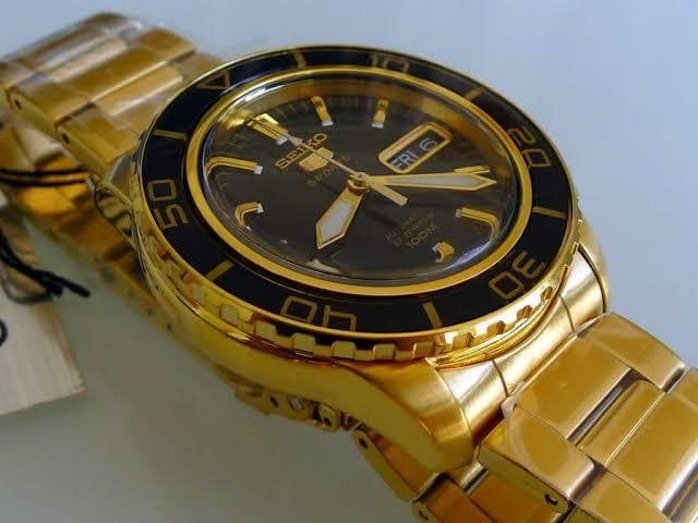 Seiko 5 Sports Gold Plated 55 Fathoms Men's Watch SNZH60K1 - Diligence1International