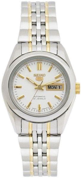 Seiko 5 Classic Ladies Size White Dial 2 Tone Gold Plated Stainless Steel Strap Watch SYMA35K1 - Diligence1International