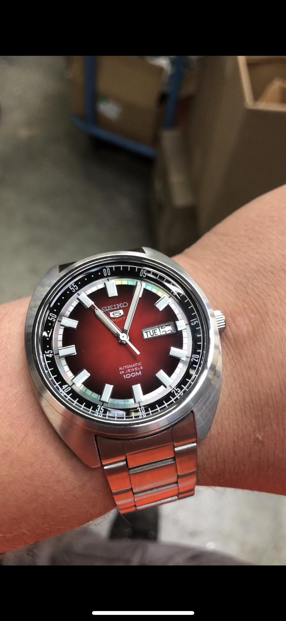 Seiko Sports 100M Red Helmet Turtle Automatic Men's Stainless Steel Watch SRPB17K1