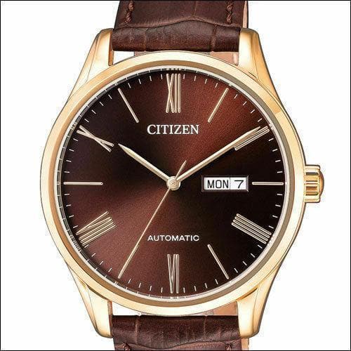 Citizen Classic Elegant Automatic Men's Rose Gold Leather Strap Watch NH8363-14X