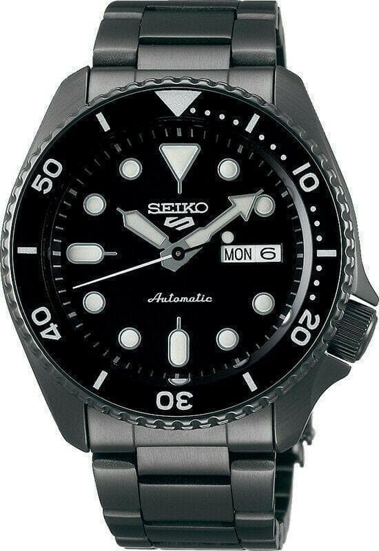 Seiko 5 Sports 100M Automatic Men's Watch Stealth All Black Bezel Dial Ion Plated SRPD65K1