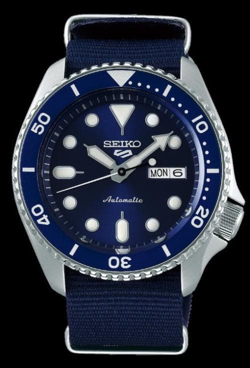 Seiko 5 Sports 100M Automatic Men's Watch Blue Bezel Dial Nylon Strap SRPD51K2