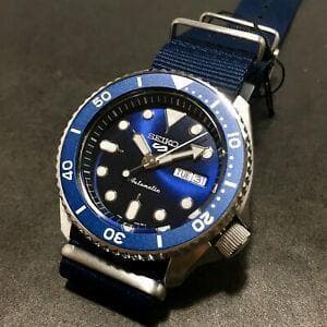 Seiko 5 Sports 100M Automatic Men's Watch Blue Bezel Dial Nylon Strap SRPD51K2