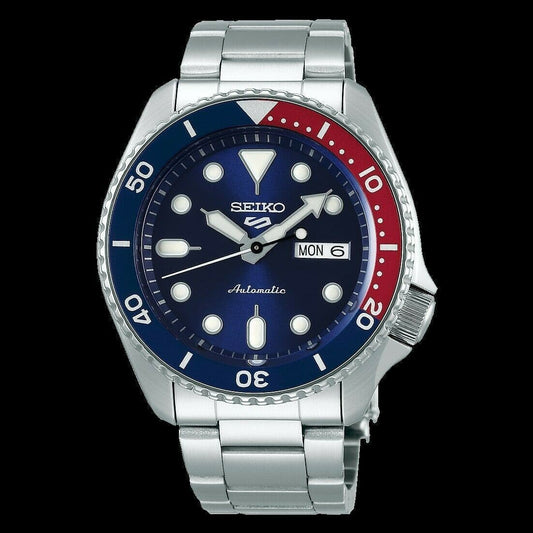 Seiko 5 Sports 100M Automatic Men's Watch Pepsi Bezel Blue Dial SRPD53K1
