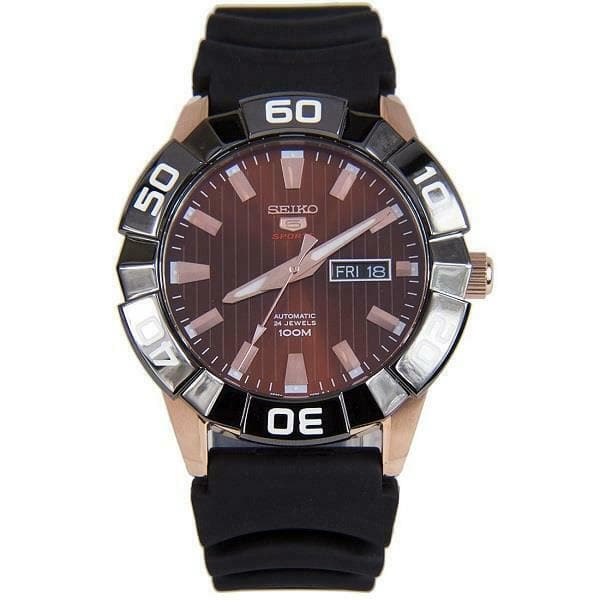 Seiko 5 Sports 100M Automatic Men's Watch Black Dial Rubber Strap SRPA58K1