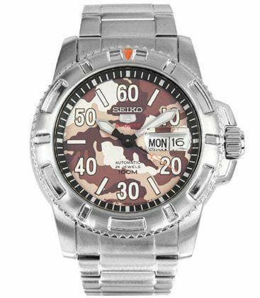 Seiko 5 Sports Japan Made Military 100M Camo Brown Dial Automatic Watch SRP221J1