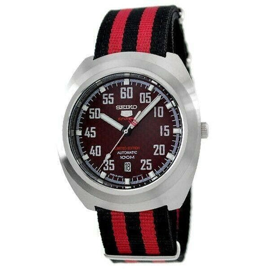 Seiko 5 Sports Japan Made Limited Edition Red Carbon Fiber Dial Helmet Turtle Watch SRPA87J1