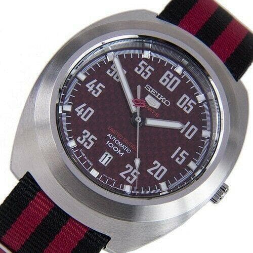 Seiko 5 Sports Japan Made Limited Edition Red Carbon Fiber Dial Helmet Turtle Watch SRPA87J1