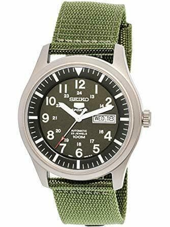 Seiko 5 Sports Military 100M Automatic Men's Watch Green Nylon Strap SNZG09K1