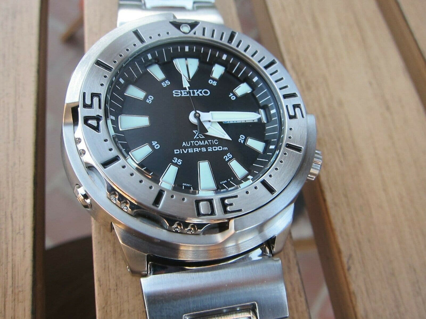 Seiko Black Monster Baby Tuna Prospex Men's Stainless Steel Watch SRP637K1