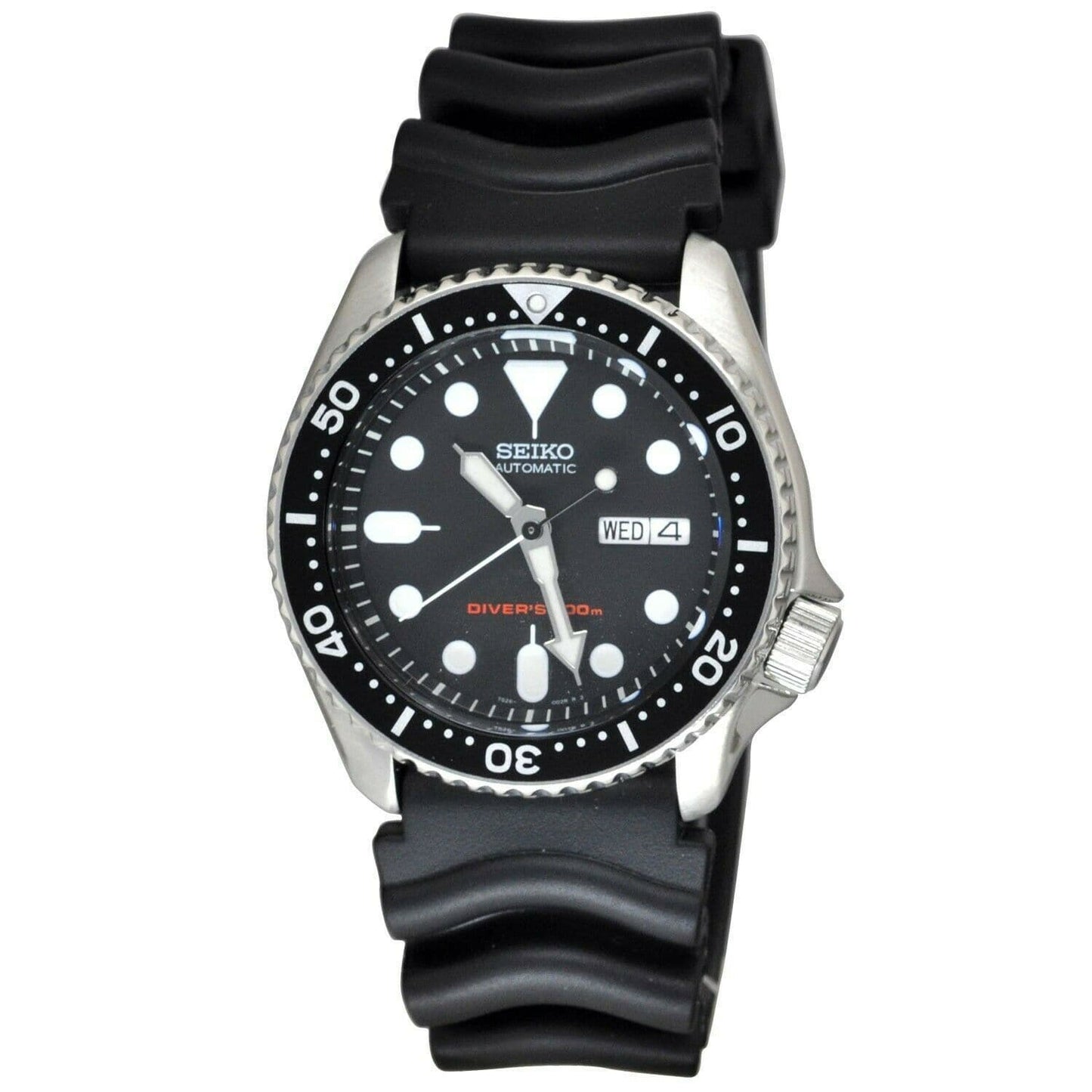 Jewelry & Watches:Watches, Parts & Accessories:Wristwatches - Seiko Black SKX 200M Diver's Men's Rubber Strap Watch SKX007K1