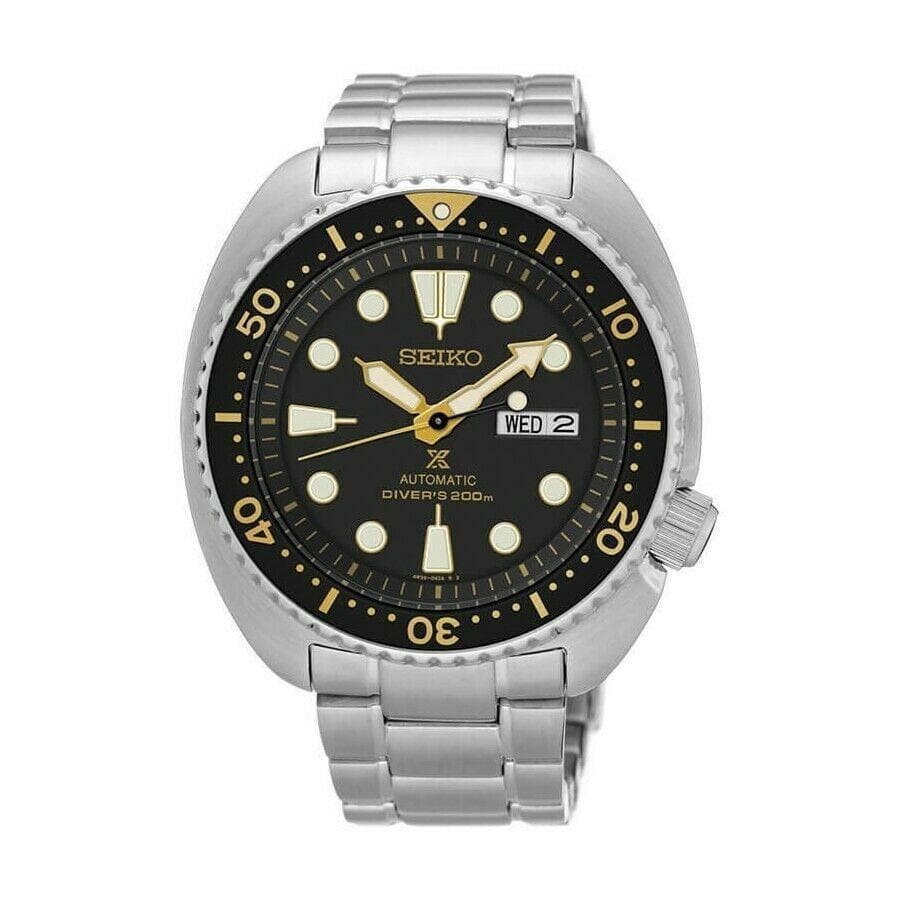 Seiko Black with Gold Turtle Prospex Diver's Men's Watch SRP775K1