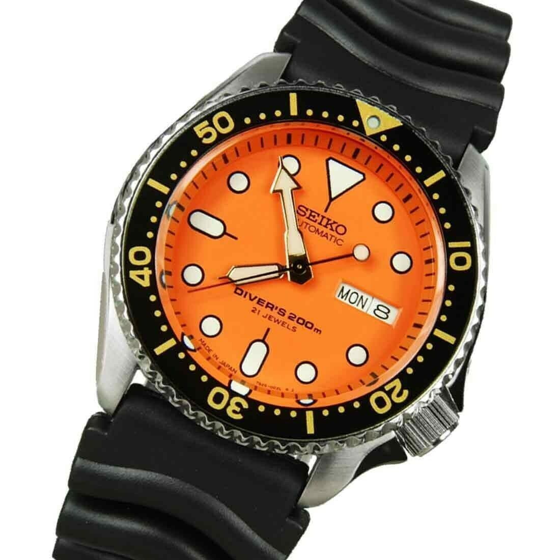 Jewelry & Watches:Watches, Parts & Accessories:Wristwatches - Seiko JAPAN Made Orange SKX 200M Diver's Men's Watch SKX011J1