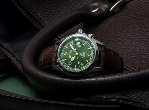 Seiko Japan Made Prospex Alpinist Green Men's Leather Strap Watch SPB121J1