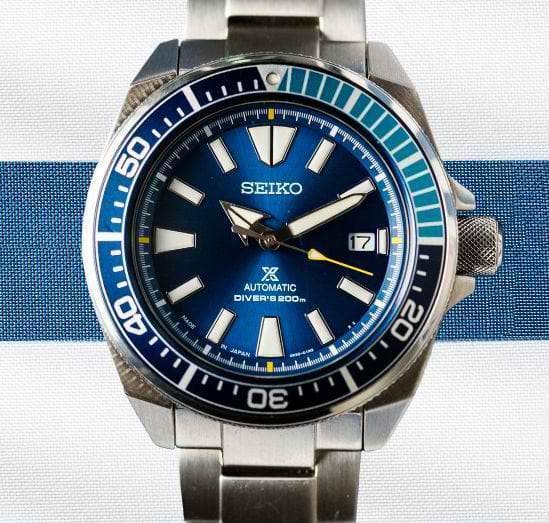 Seiko Limited Edition Blue Lagoon Samurai Prospex Diver's Men's Stainless Steel Strap Watch SRPB09J1