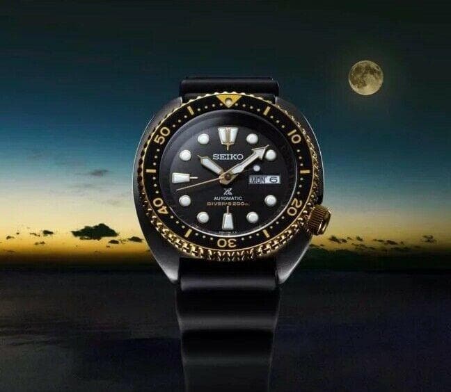 Seiko Prospex Gold Ring Black Series Ninja Turtle Watch SRPD46K1