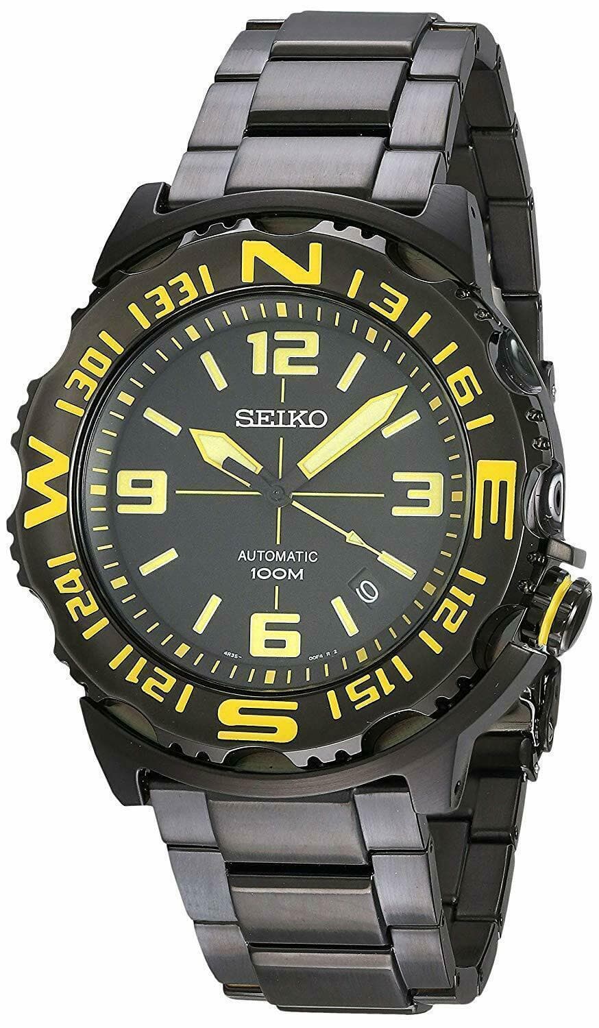 Seiko Field Monster Automatic 100M Men's Black PVD Stainless Strap Watch SRP449K1