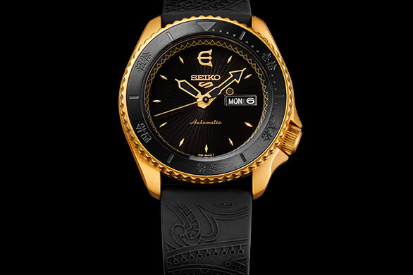 Seiko 5 100M X Evisen Skateboards Limited Edition Automatic Black Leather Strap Watch SRPF94K1