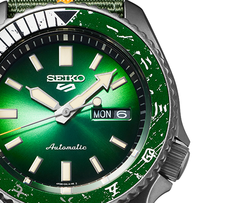 Seiko 5 Sports 100M Naruto LE Rock Lee Automatic Men's Watch Green Dial Nylon Strap SRPF73K1 - Diligence1International