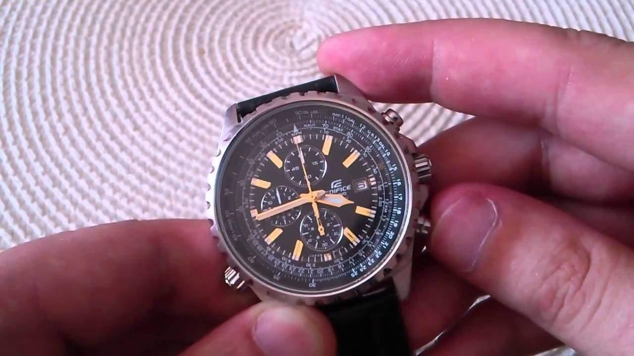 Casio Edifice Aviator Chronograph Black Dial Men's Leather Strap Watch EF-527L-1AV - Diligence1International