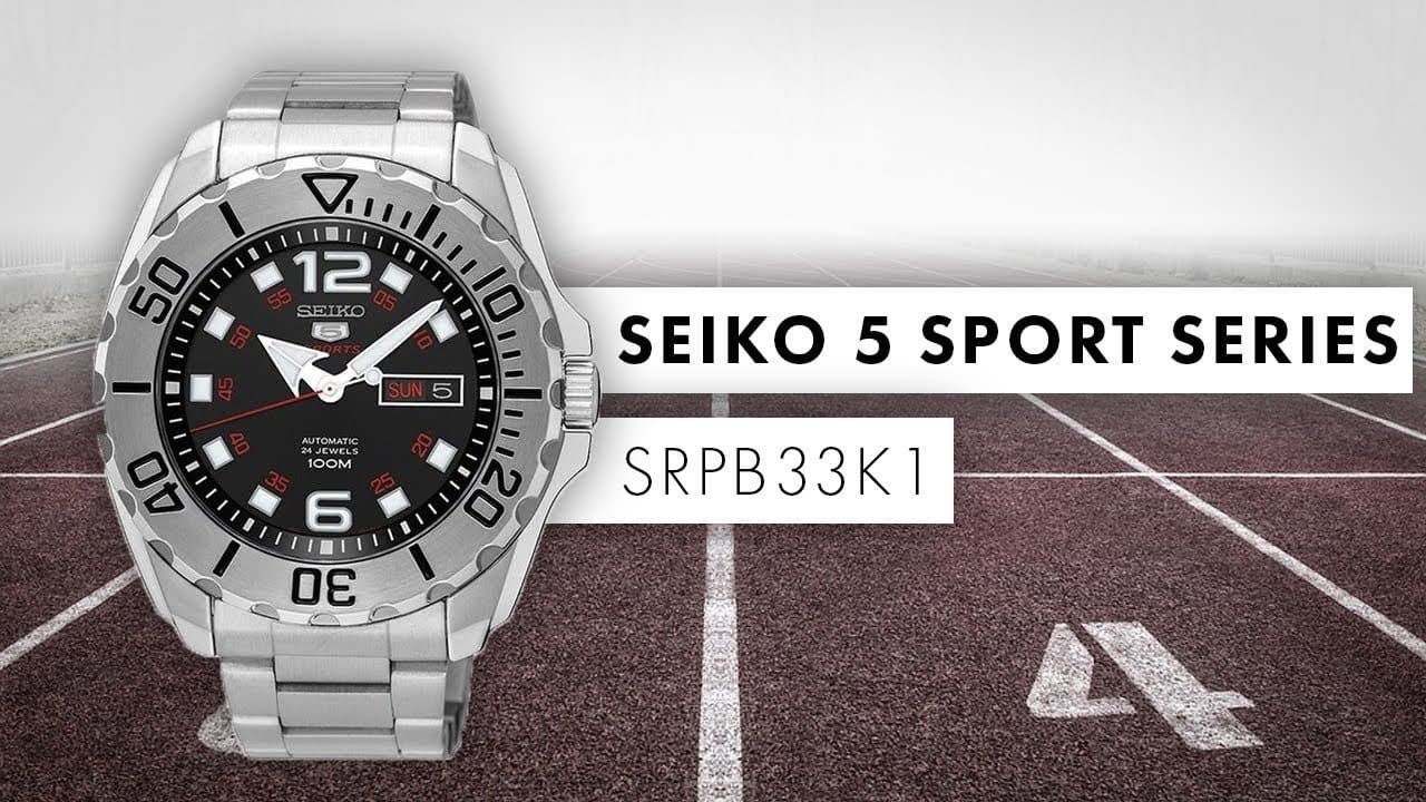 Seiko 5 Sports Black Dial Mini Baby Monster Men's Stainless Strap Watch SRPB33K1 - Diligence1International