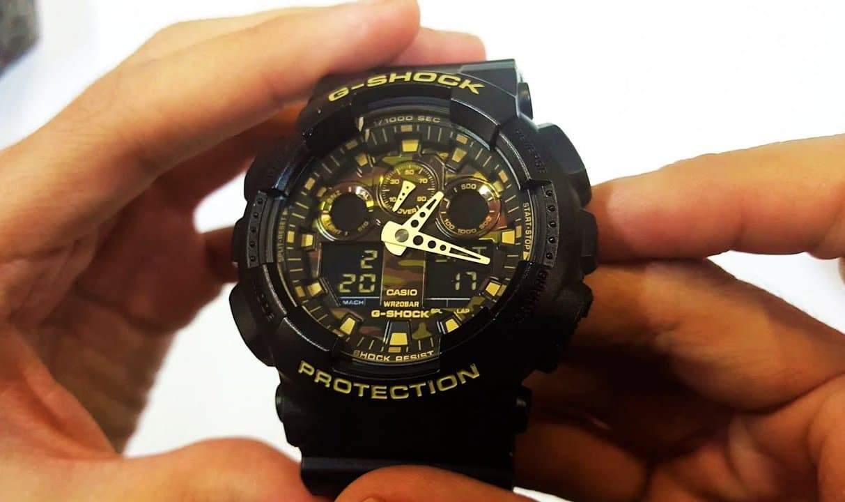 Casio G-Shock Military Green Camo Print Dial Black Watch GA100CF-1A9DR - Diligence1International