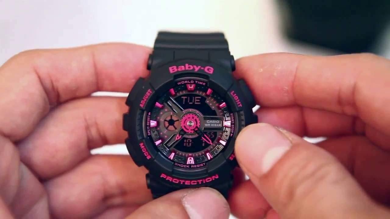 Casio Baby G Neon Colors Anadigi Black x Pink Accents Watch BA111 1ADR Diligence1International