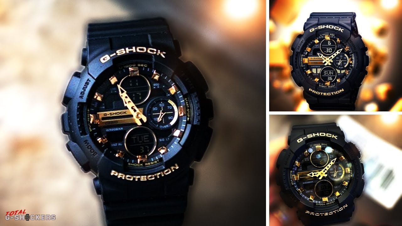 Casio G-Shock Sneaker S Series Analog-Digital Black x Gold Accents Ladies' Watch GMAS140M-1ADR