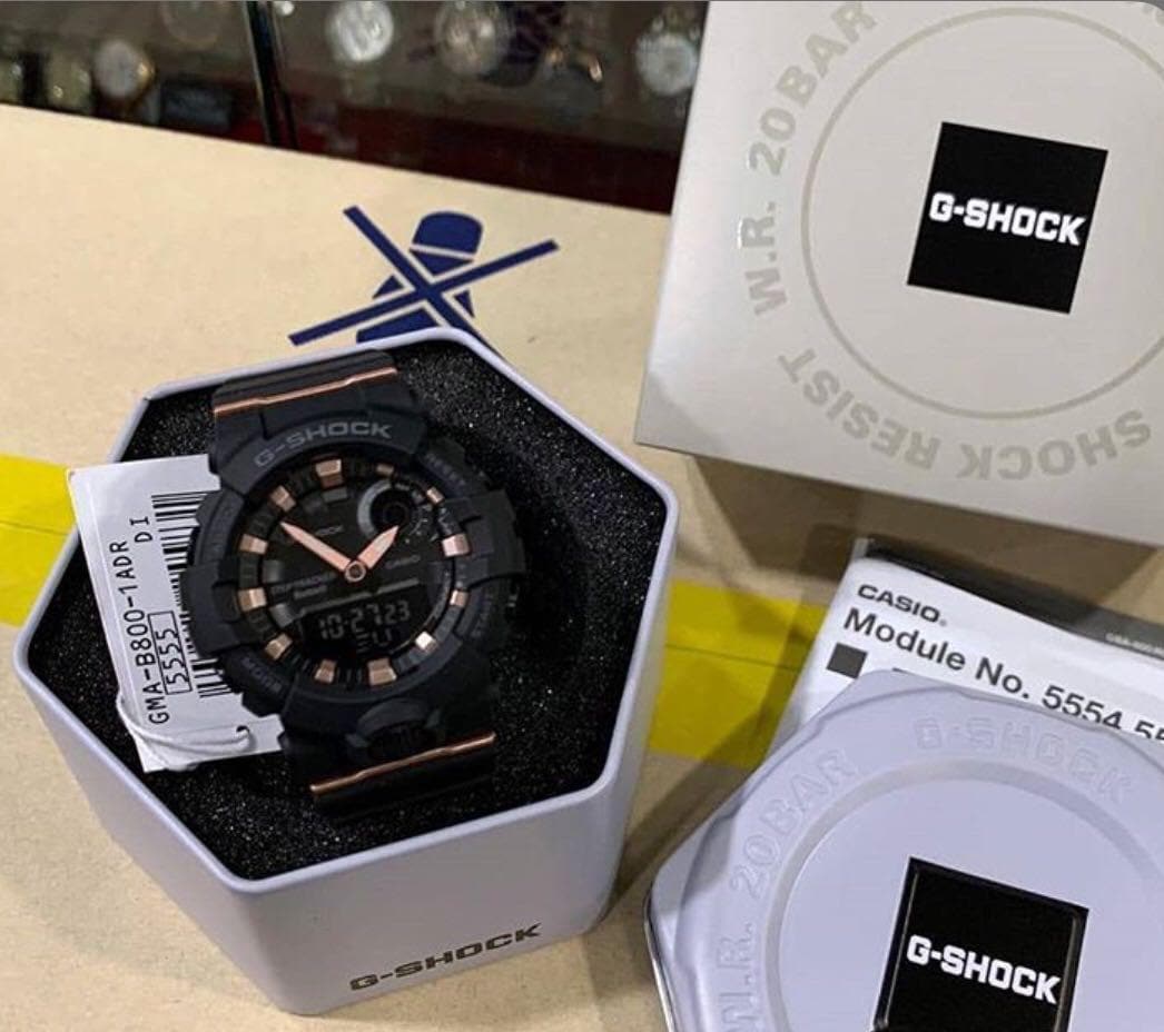 Casio G-Shock G’Squad Mobile Link Bluetooth Anadigi Black x Rose Gold Accent Watch GMAB800-1ADR - Diligence1International