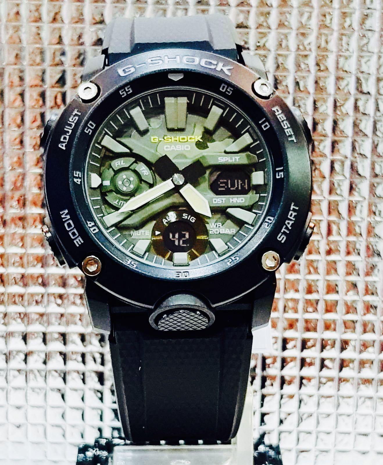 Casio G-Shock Utility Model Anadigi Black Green Camo Dial Men's Watch GA2000SU-1A - Diligence1International